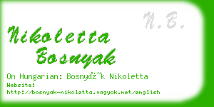 nikoletta bosnyak business card